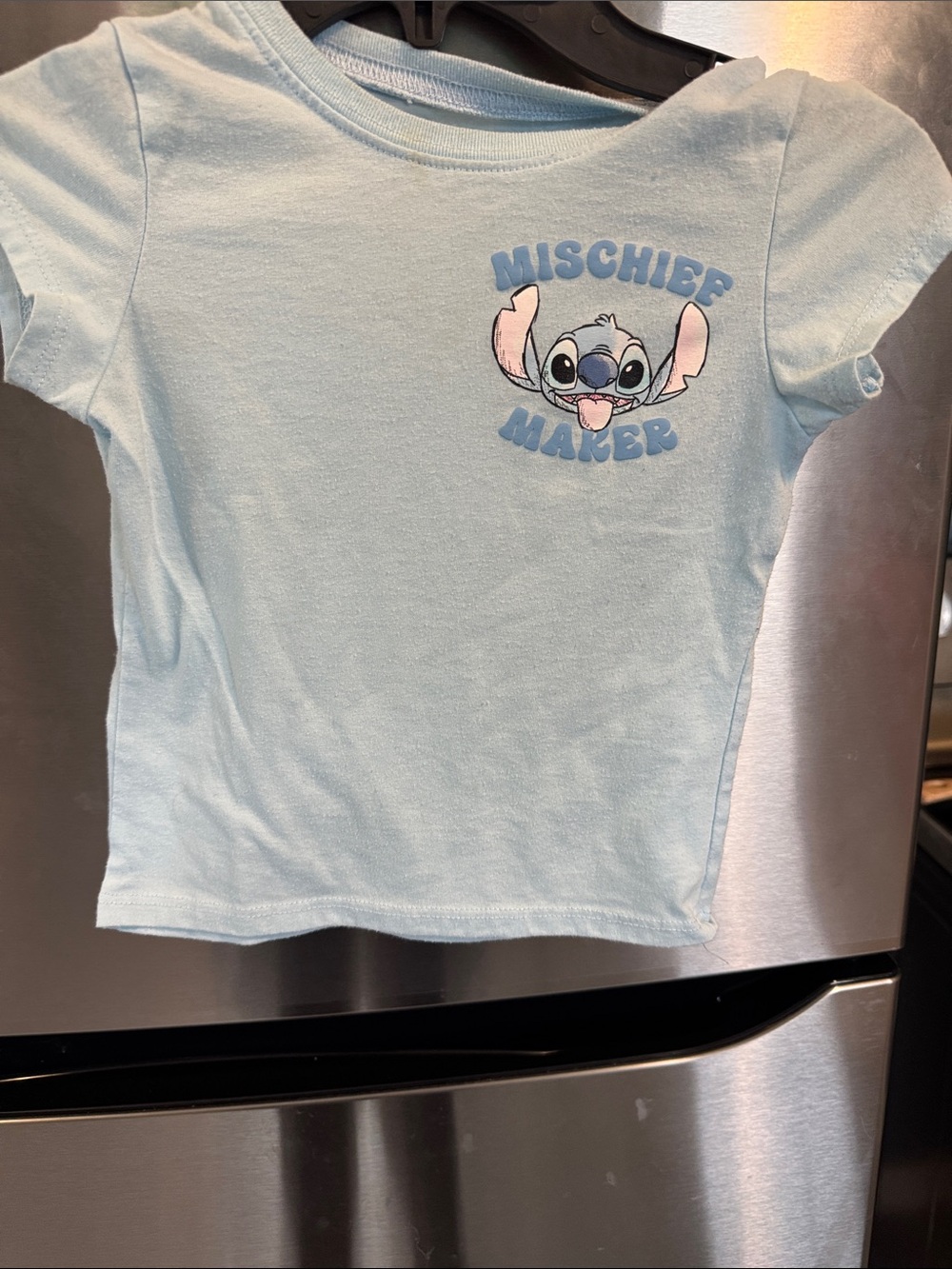 Light Blue 'Mischief Maker' Kids Short Sleeve Tee with Stitch Graphic